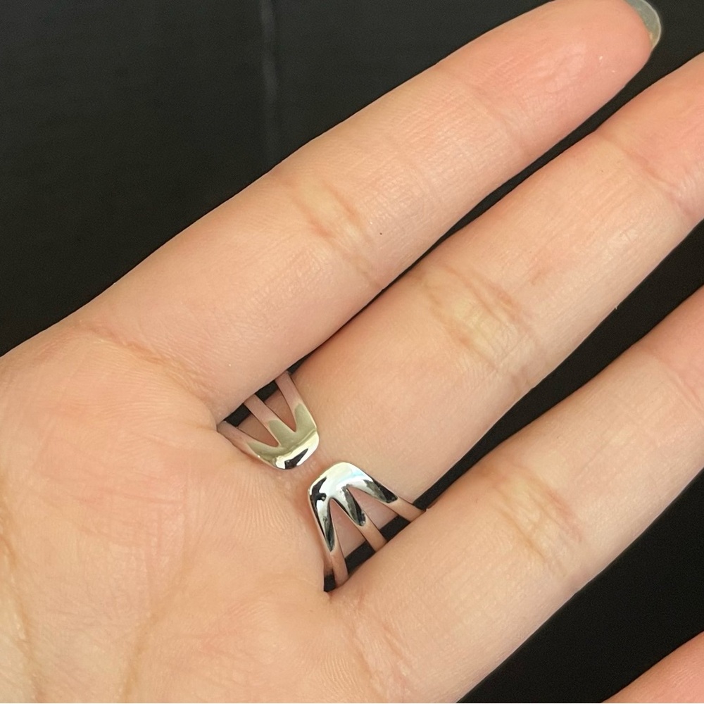 Silver Tone Adjustable Three Layer Cz Statement C… - image 5